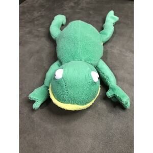 VTG Plush Green Yellow Frog 9” No Tag Stuffed Animal